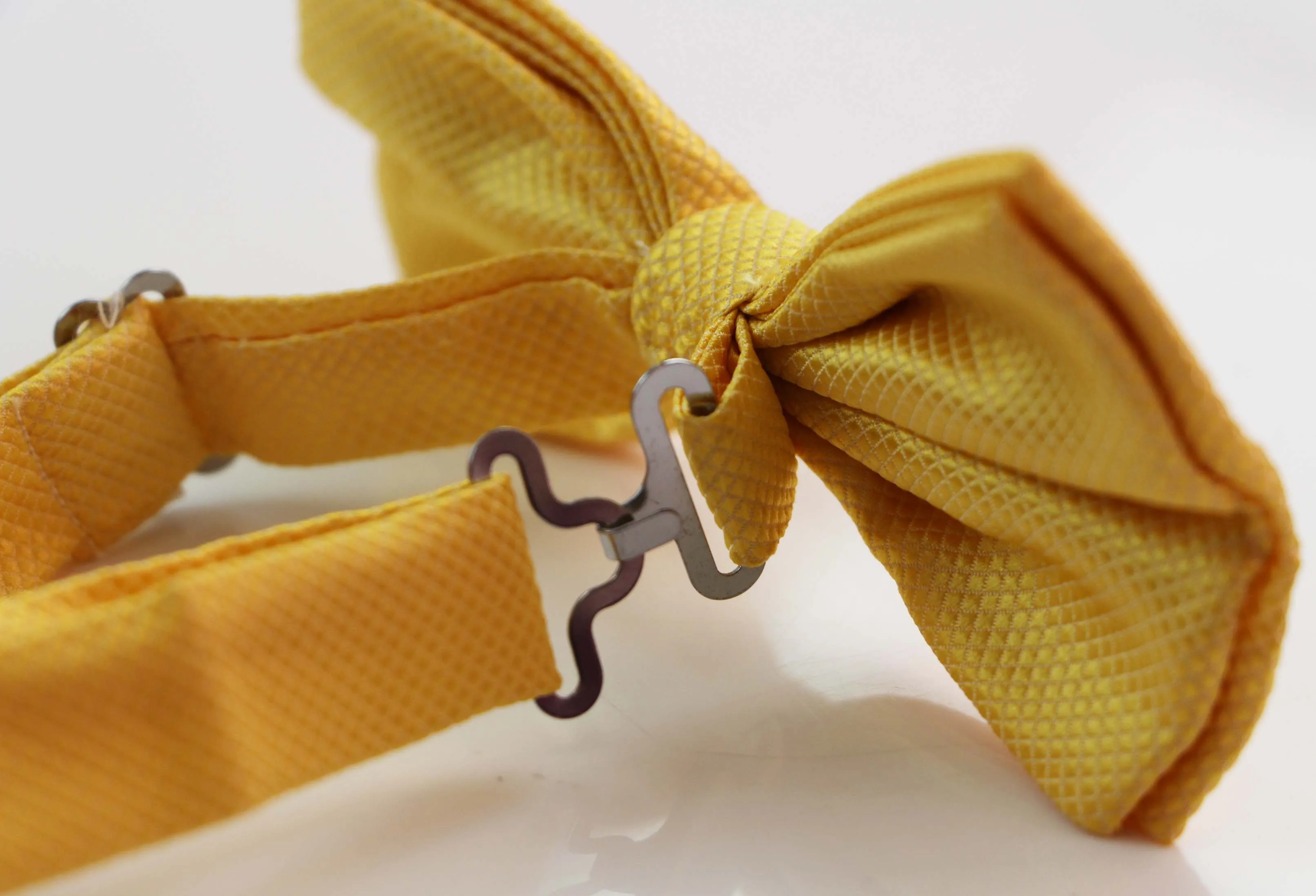 Mens Yellow Plain Coloured Checkered Bow Tie