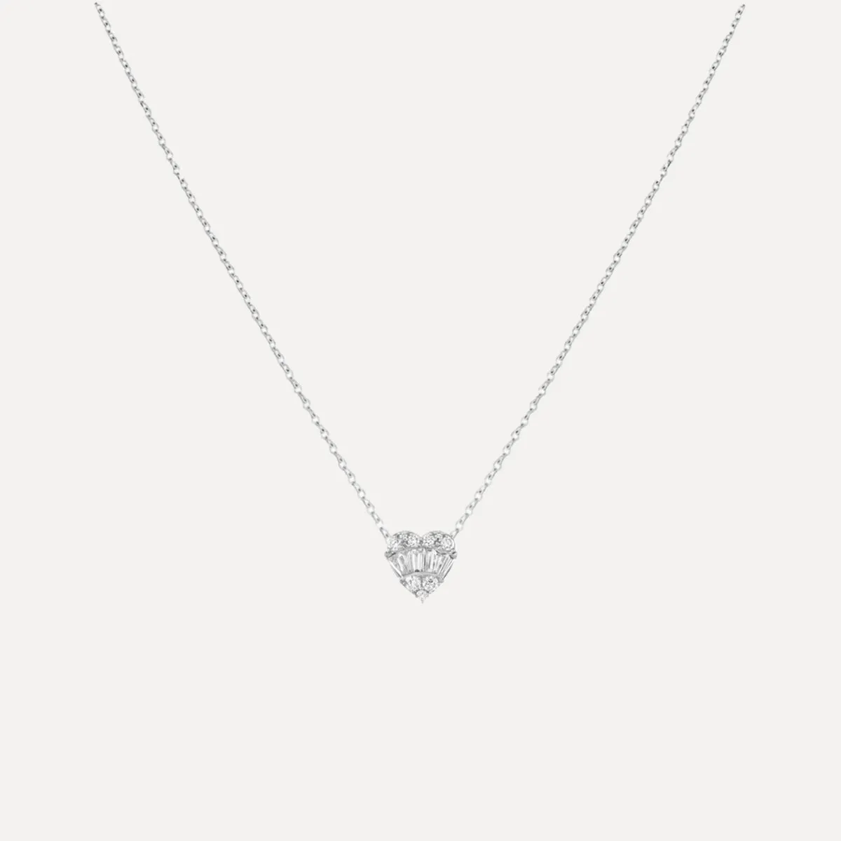 Mixed Shape Diamond Heart Necklace