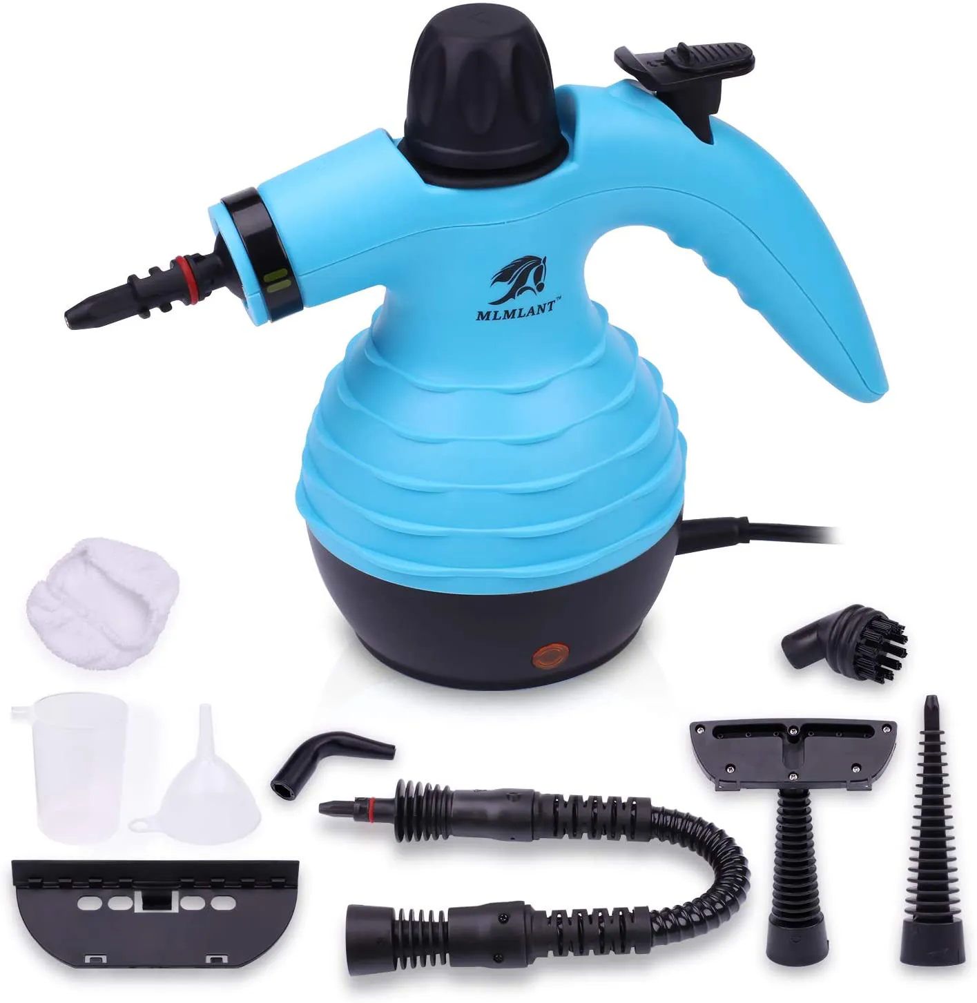 MLMLANT Multipurpose Handheld Steam Cleaner, 1050W Portable Steamer with 9-Piece Accessory Set, Pressurized Steam Cleaning Machine with Safety Lock, for Kitchen Bathroom Windows Auto Floors Sofa Carpet Upholstery, More (Blue)