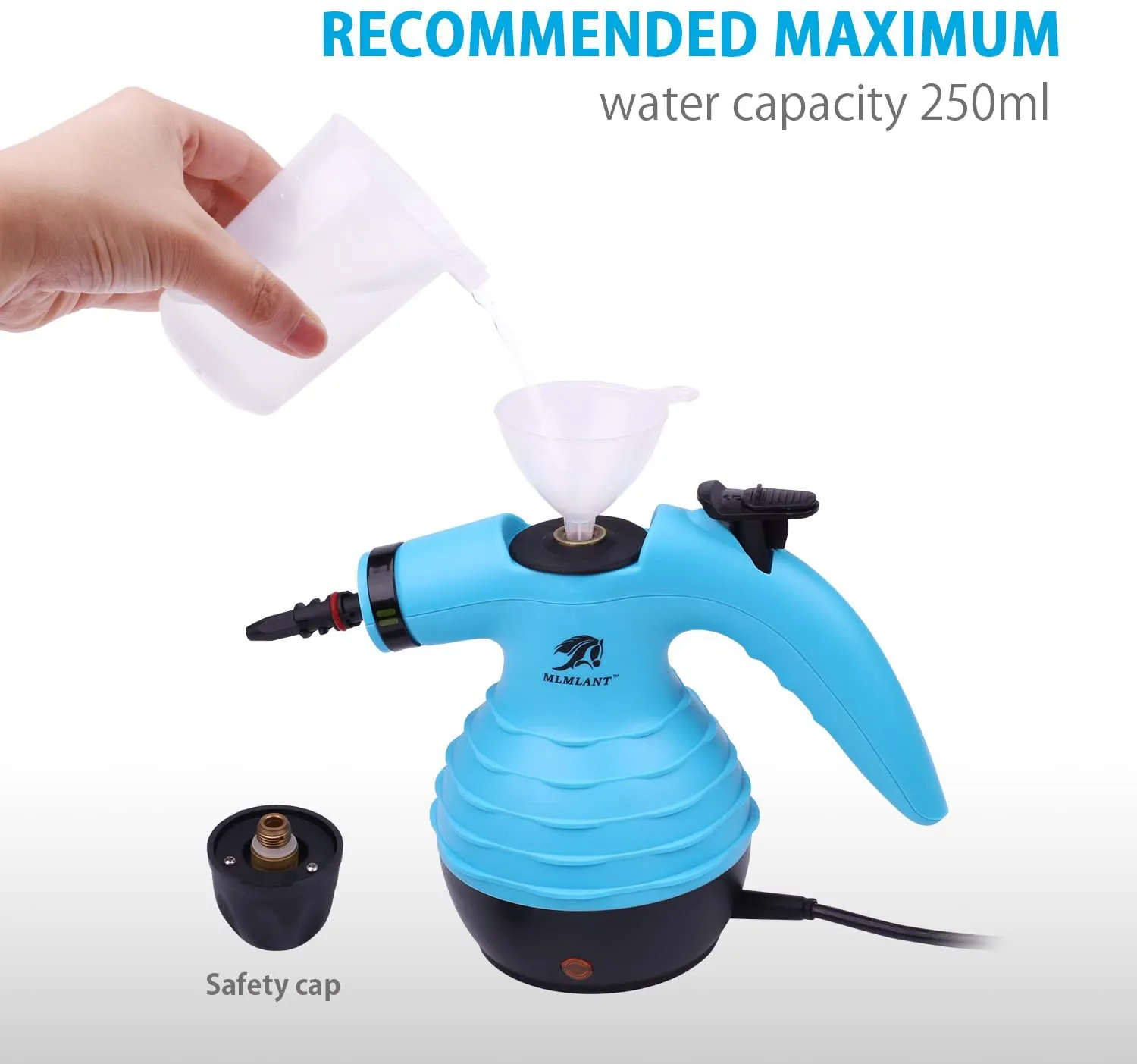 MLMLANT Multipurpose Handheld Steam Cleaner, 1050W Portable Steamer with 9-Piece Accessory Set, Pressurized Steam Cleaning Machine with Safety Lock, for Kitchen Bathroom Windows Auto Floors Sofa Carpet Upholstery, More (Blue)