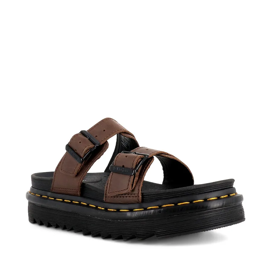 MYLES SLIDE SANDAL - DARK BROWN LEATHER