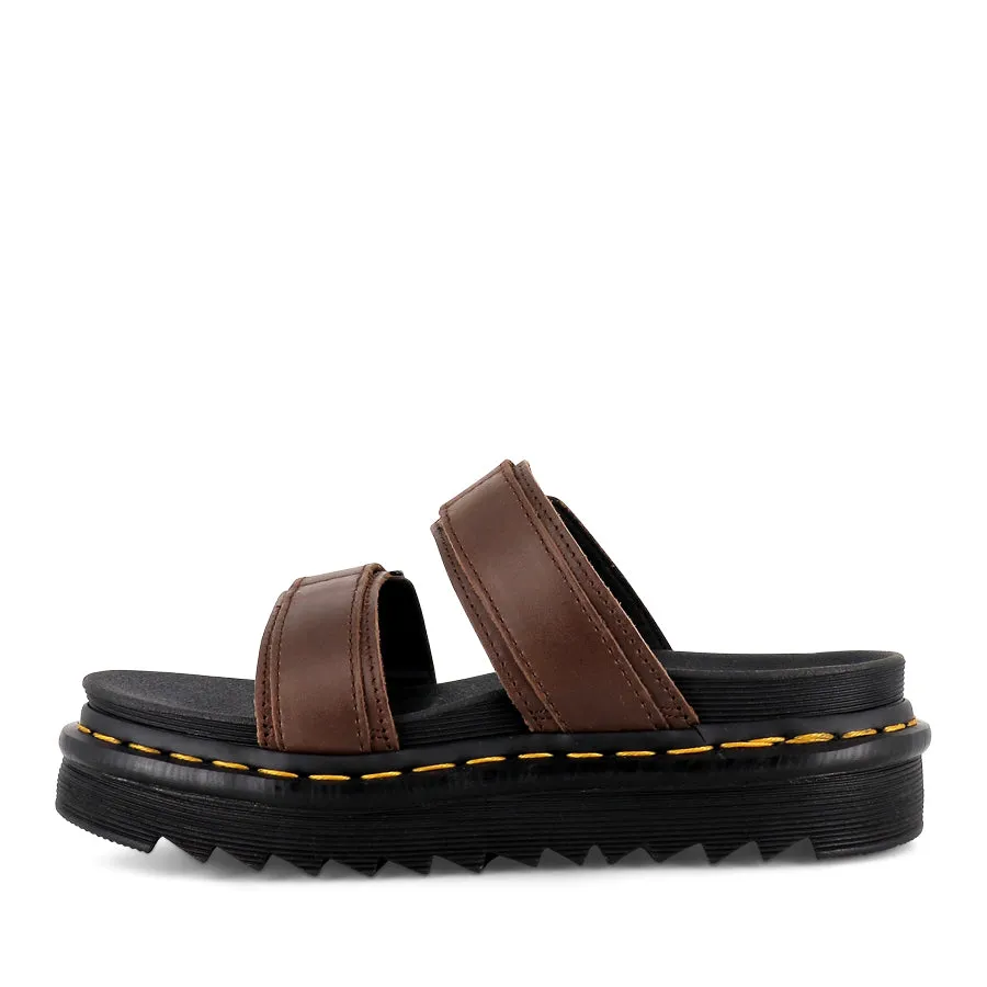 MYLES SLIDE SANDAL - DARK BROWN LEATHER