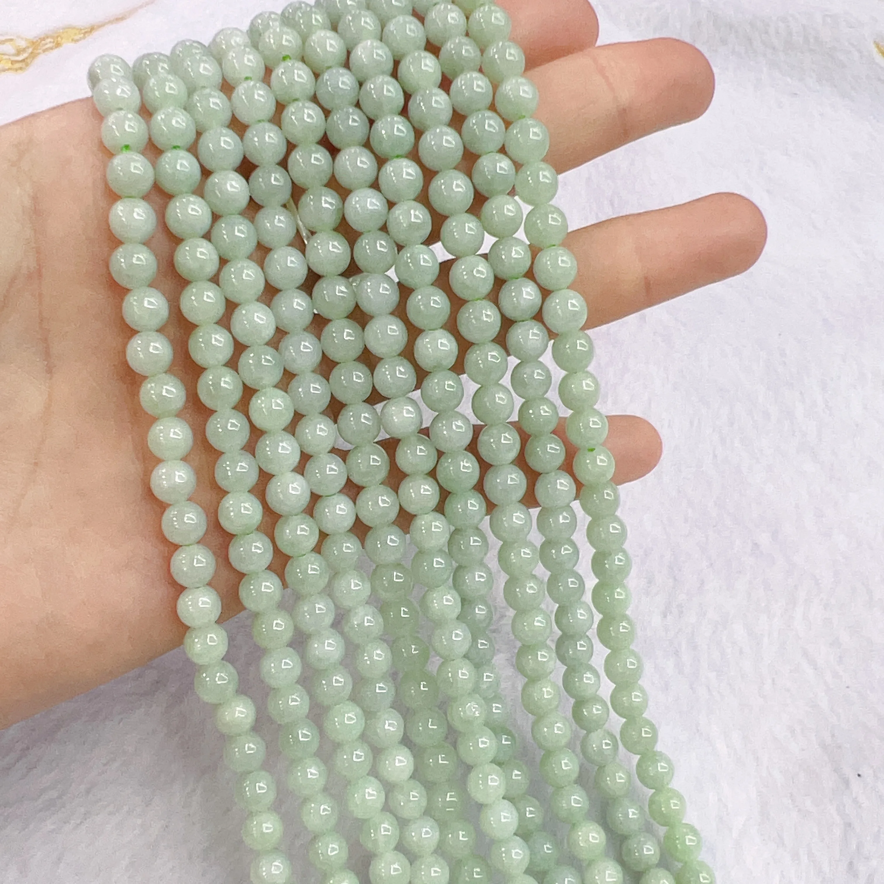 Nice Color - 6mm Genuine Jadeite Round Bead Strands DIY Jewelry Making Project