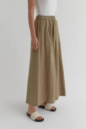 Noma Olive Linen Maxi Skirt