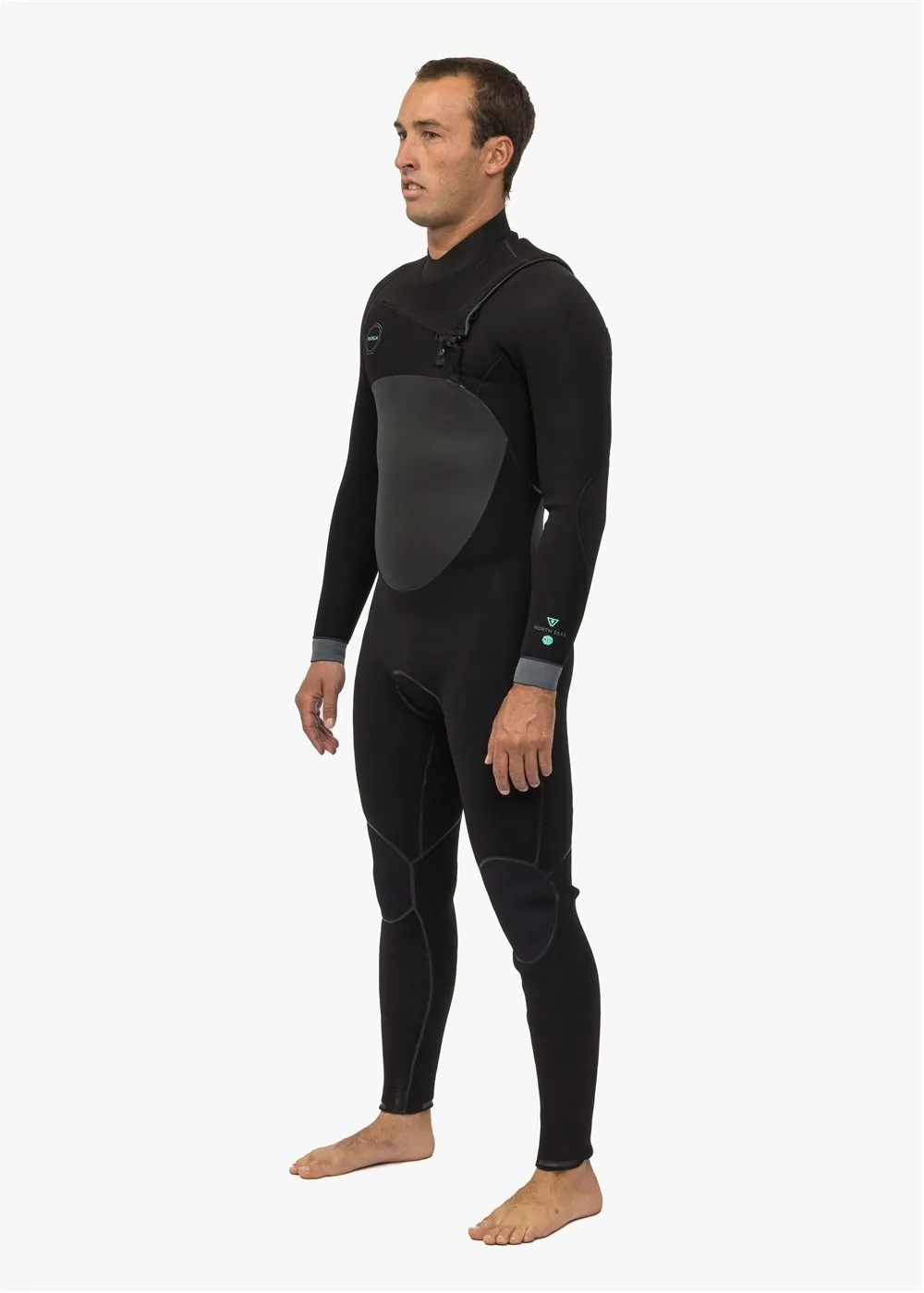 North Seas 4-3 Full Chest Zip Wetsuit, BLK