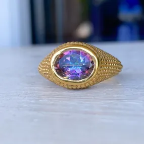 Nubia Oval Purple Mystic Topaz Yellow Gold Ring Size 7US