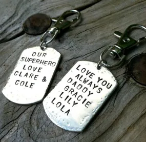 Personalized Keychain Hand Stamped, Gifts For Dad, Father Keychain, Message Keychain, Hand Stamped Keychain, Personalized Keychain