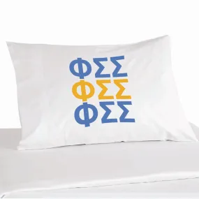 Phi Sigma Sigma Sorority Letters in Sorority Colors Pillowcase