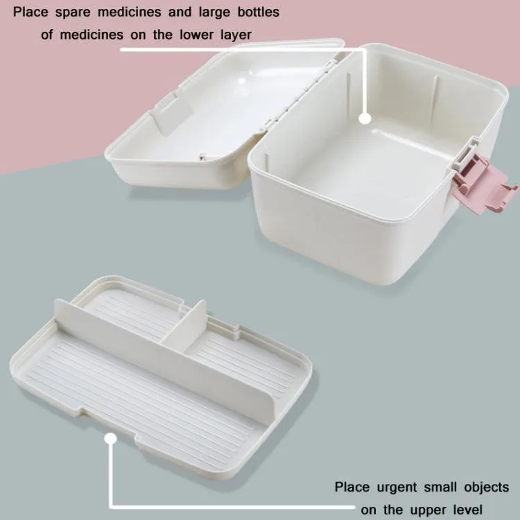 Portable Double-Layer Medicine Organizer with Safety Buckle and Divided Compartments