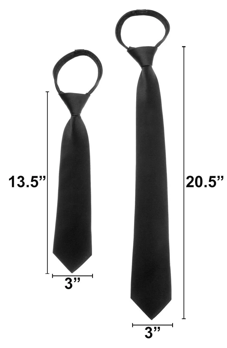 Pre-Tied Zipper Necktie for Men and Kids - 100% Deluxe Microfiber Polyester