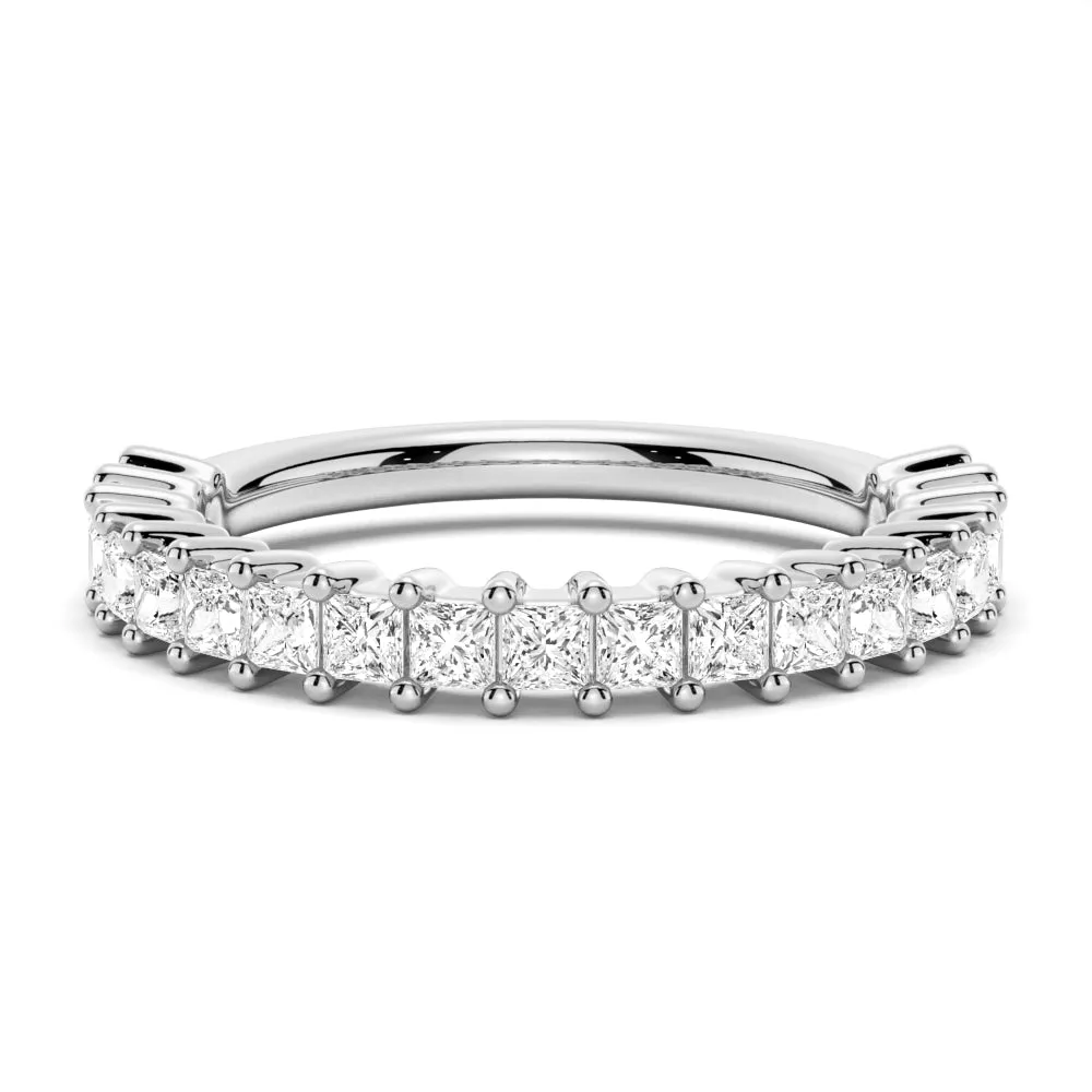 Princess Cut Moissanite Half Eternity Band