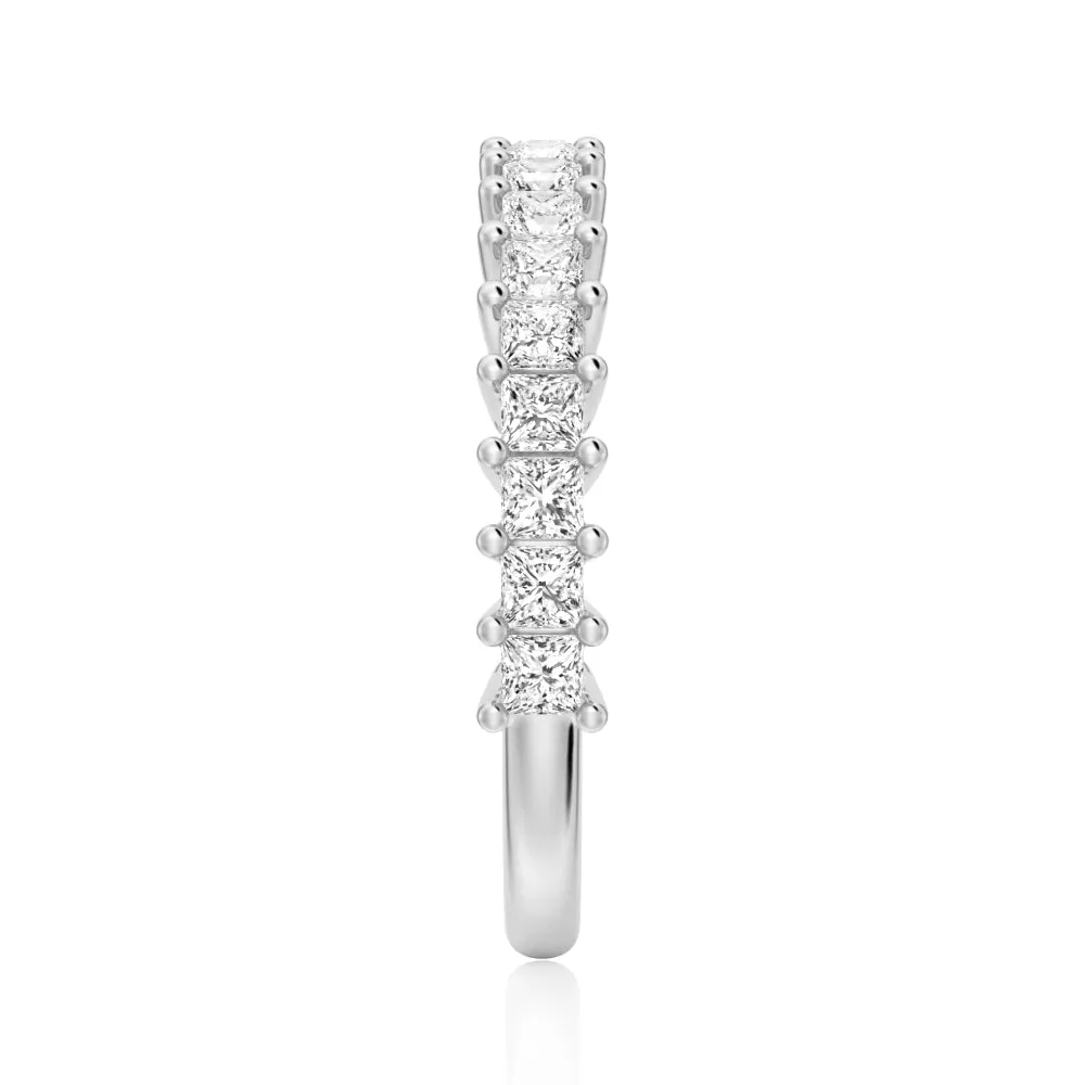 Princess Cut Moissanite Half Eternity Band