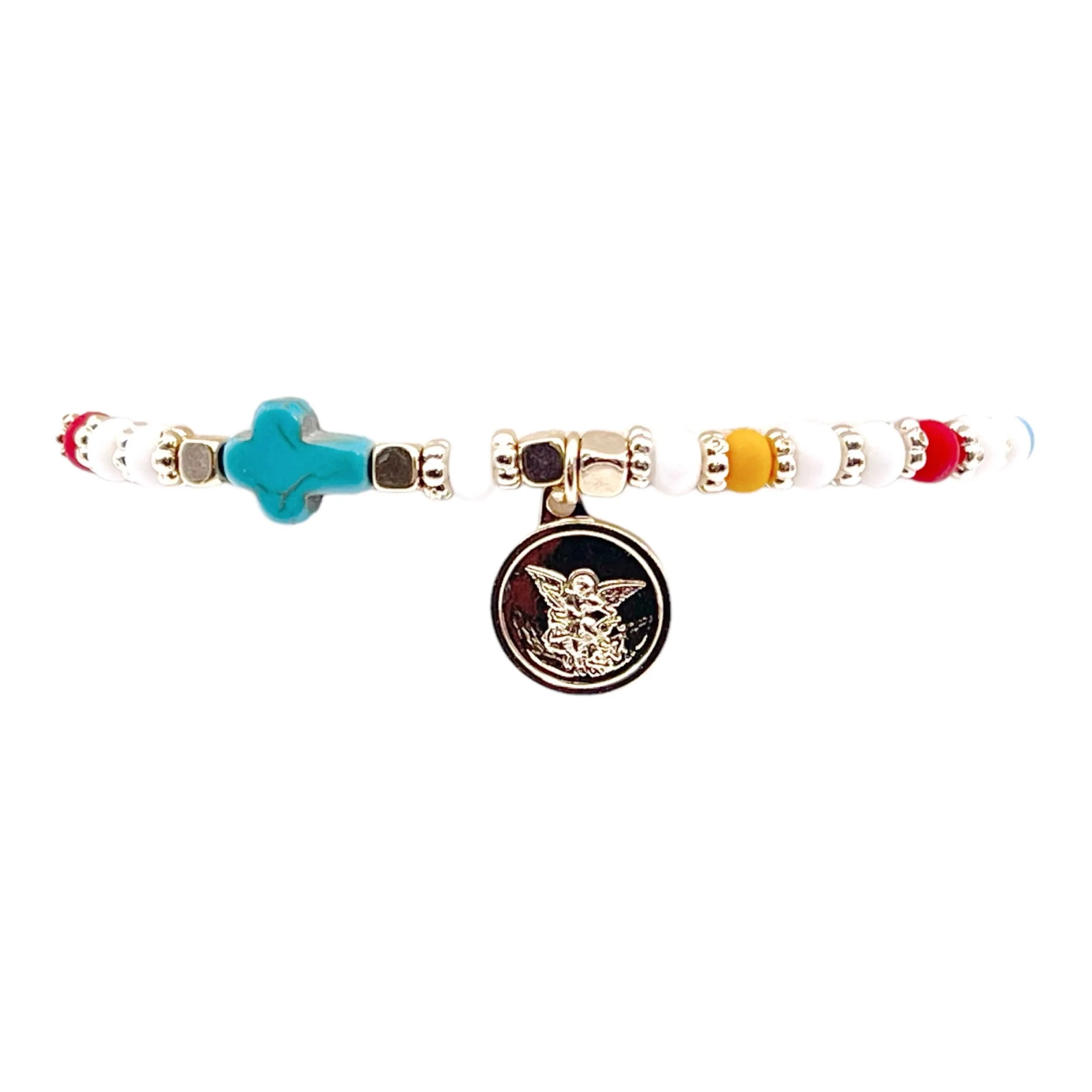 Protector Saint Michael Archangel Beaded Adjustable Catholic Guardian Angel Bracelet for Women