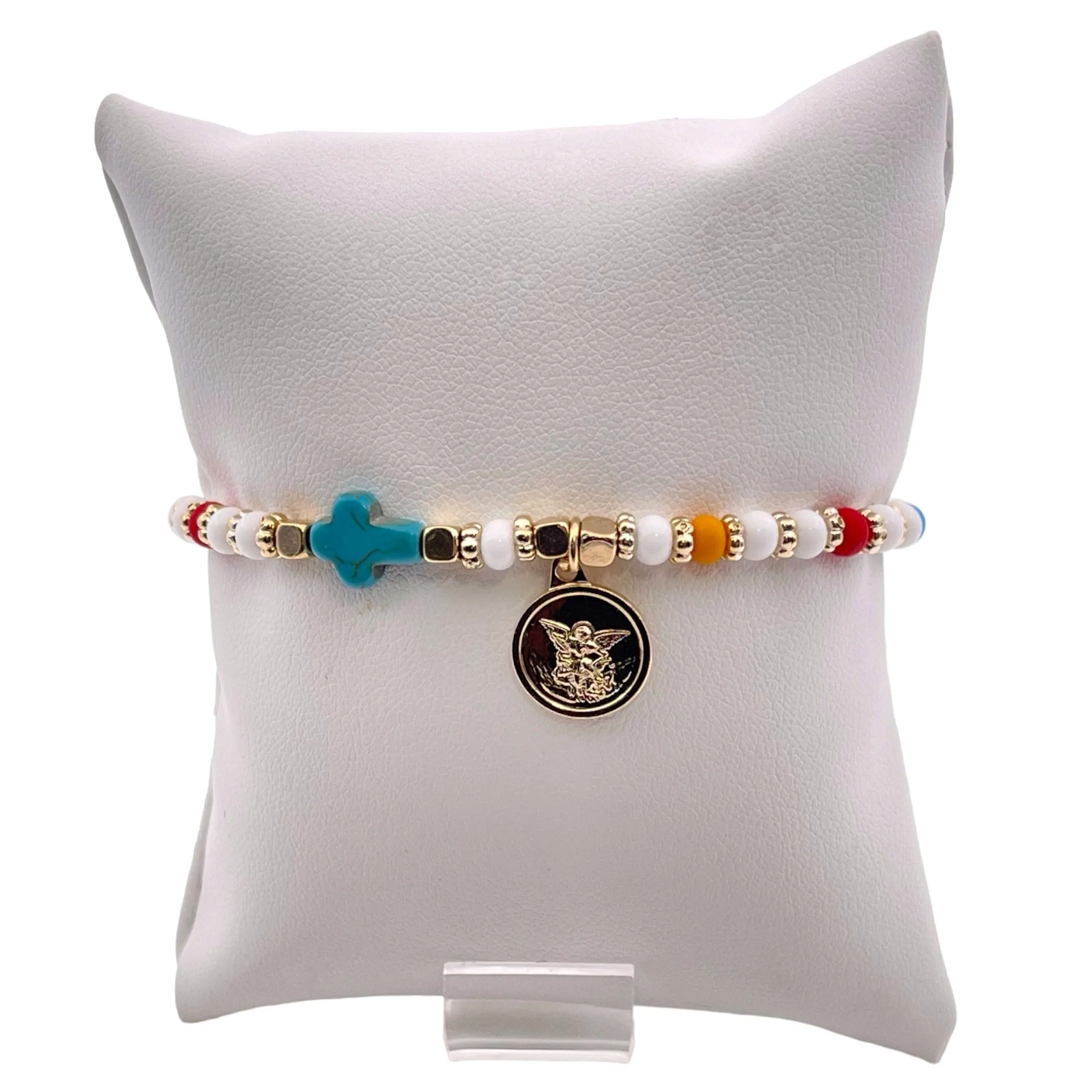 Protector Saint Michael Archangel Beaded Adjustable Catholic Guardian Angel Bracelet for Women