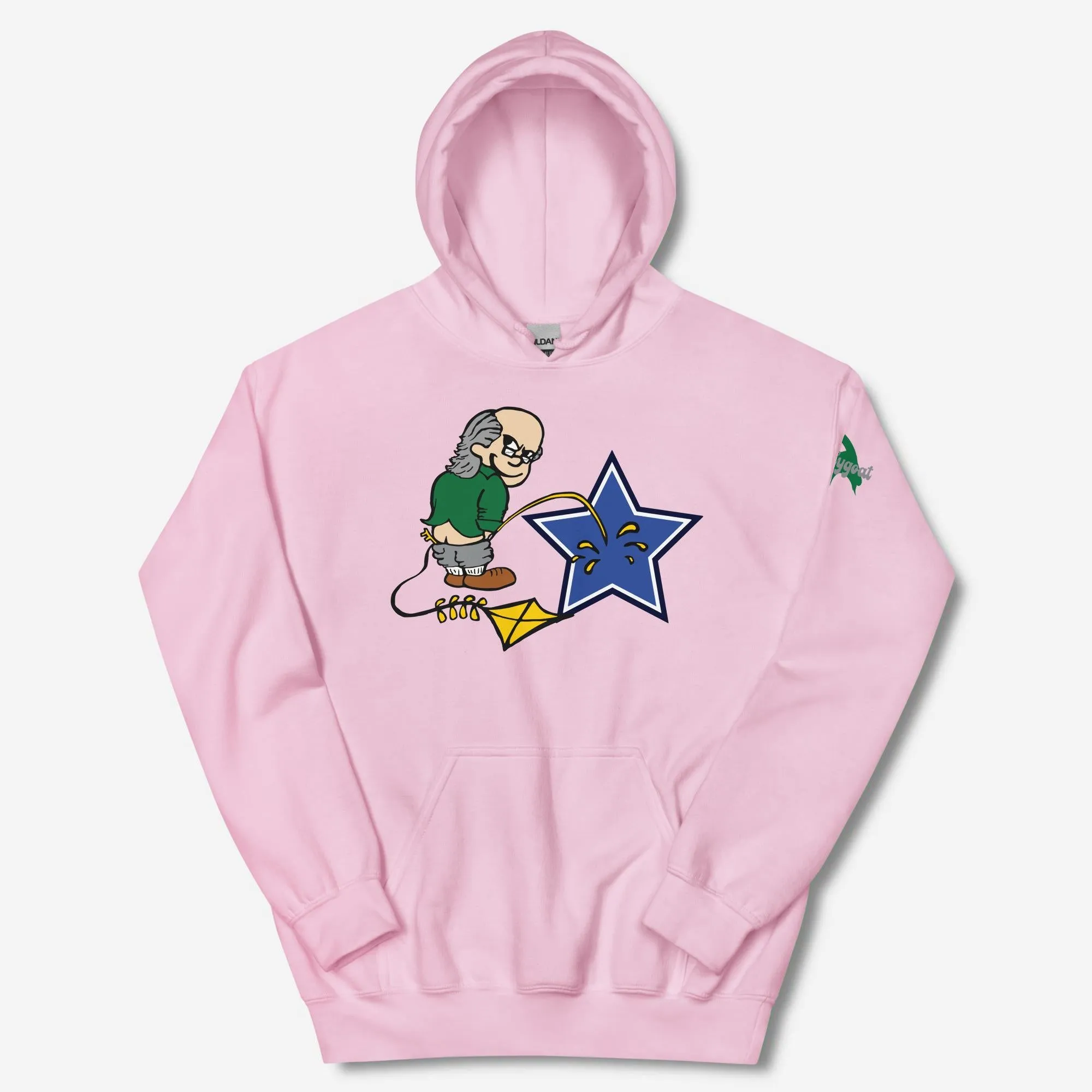 "Ben Franklin Whizzing on the Blue Star" Hoodie