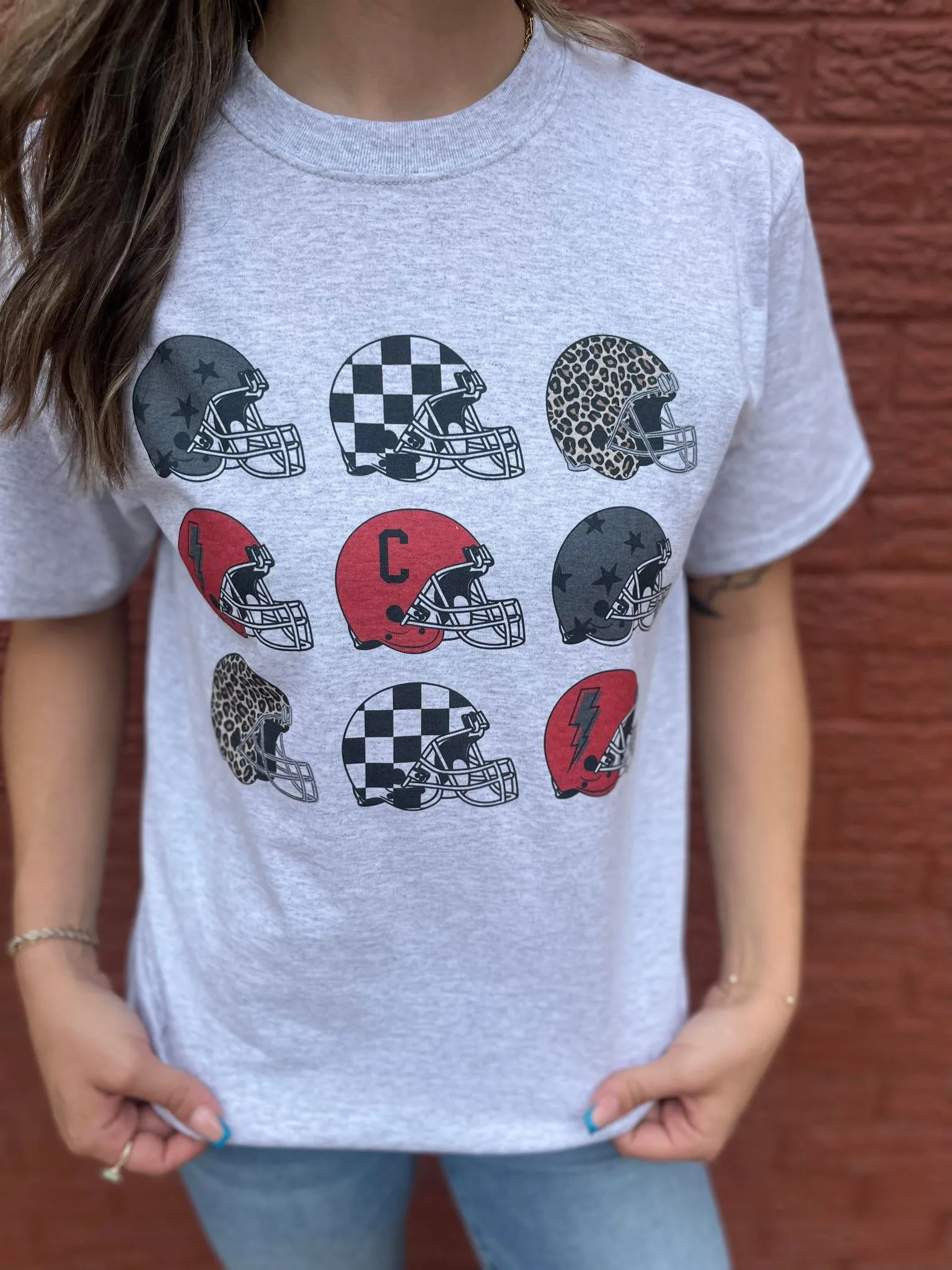 Repeating Football Helmet Custom Mascot Tee