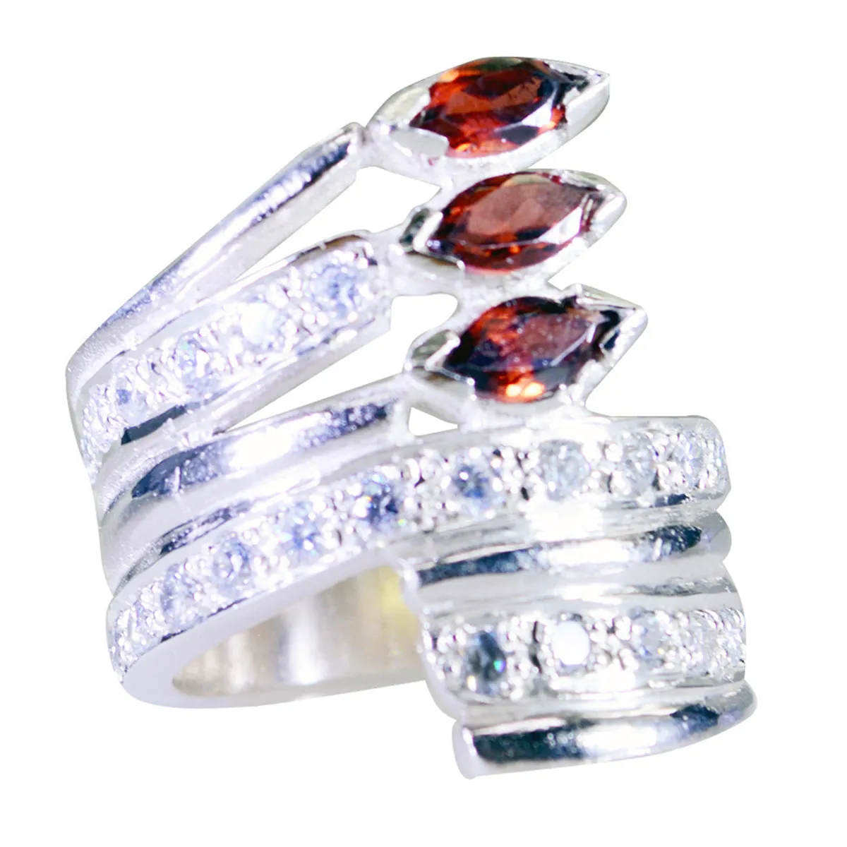 Riyo Drop-Dead Gem Garnet 925 Sterling Silver Rings Gift For Her