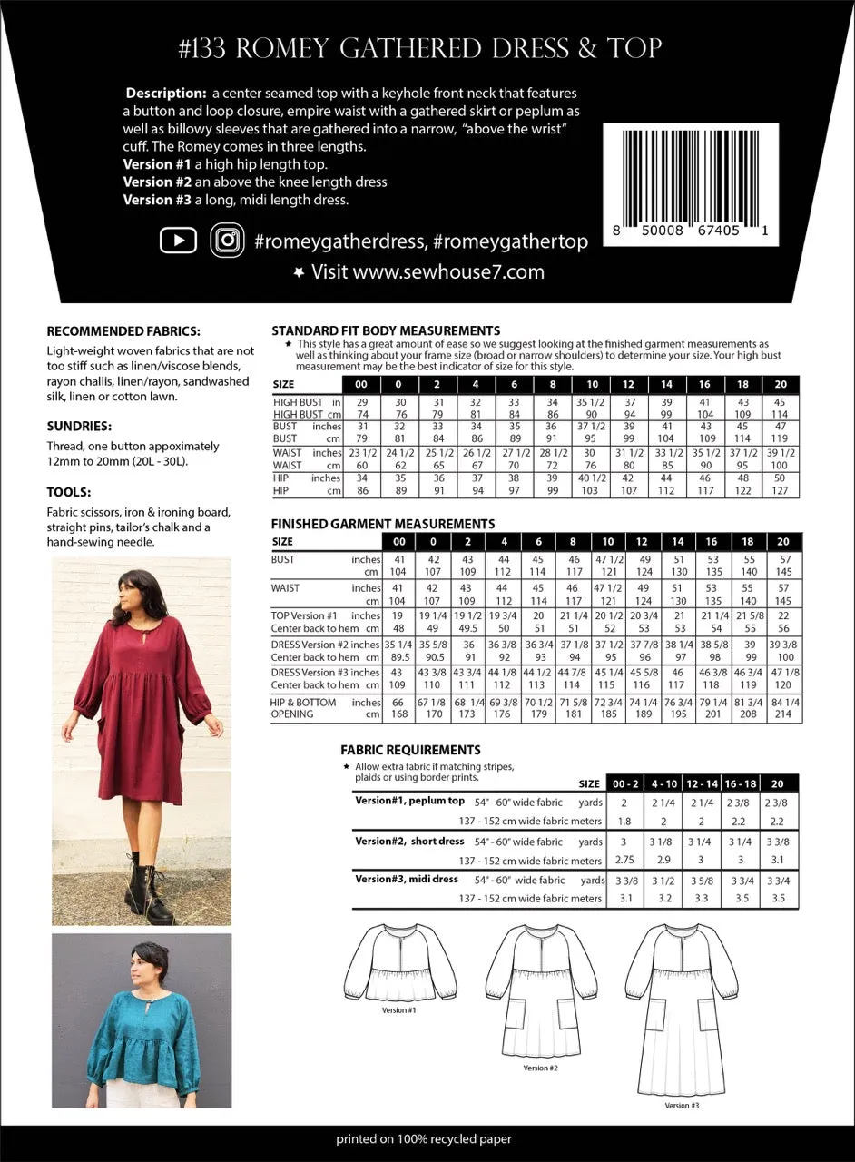 Romey Dress & Top | Sizes 00-20 by Sew House Seven