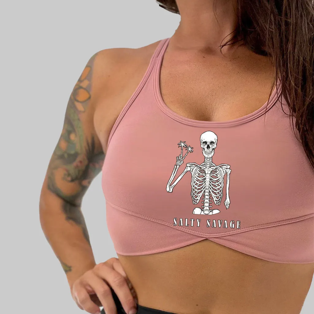 Salty Savage Ladies "Peace Skeleton” V Cut Sports Bra