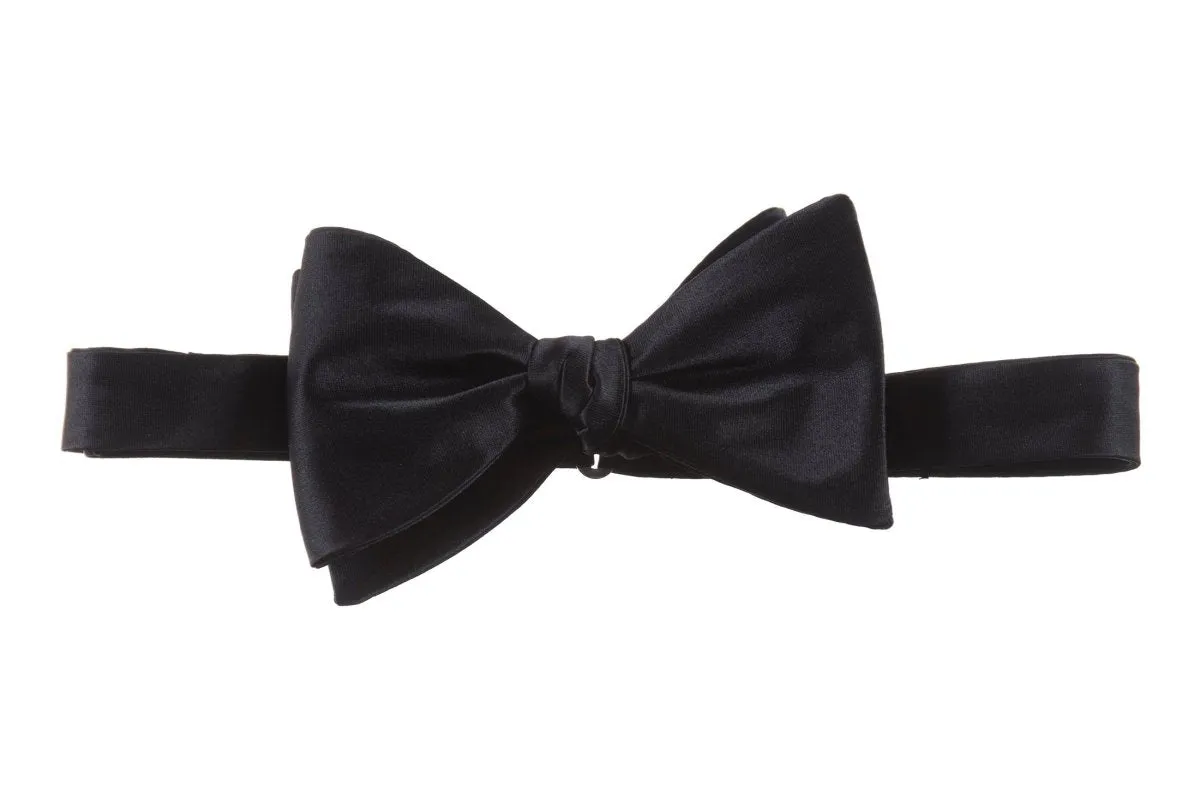 Satin Self Tie Bow Tie with Adjustable Neck Strap for Wedding Prom