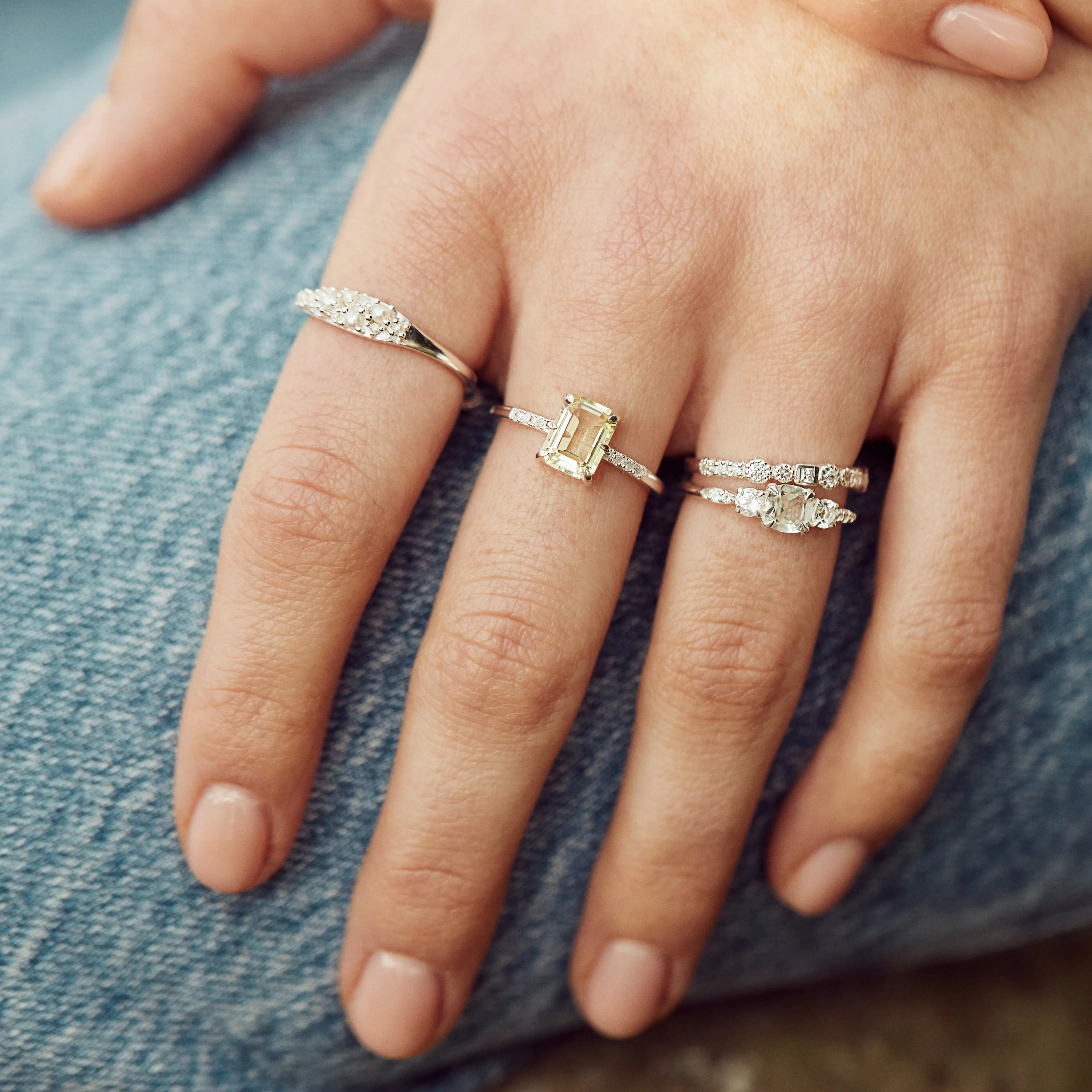 Savannah Lemon Quartz & Diamond Cocktail Ring