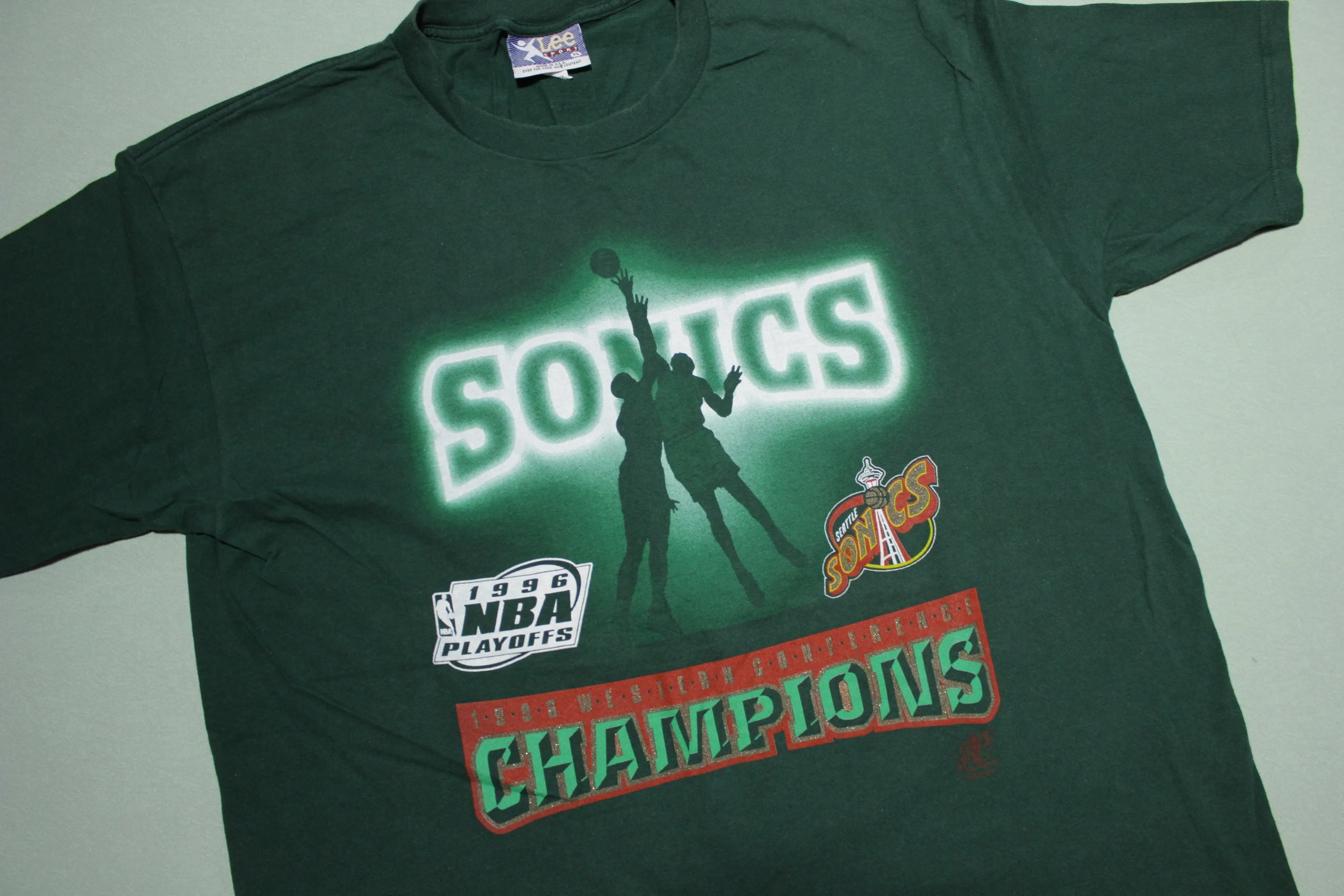 Seattle Sonics 1996 Champions Vintage NBA Playoffs 90's Lee Sport USA T-Shirt