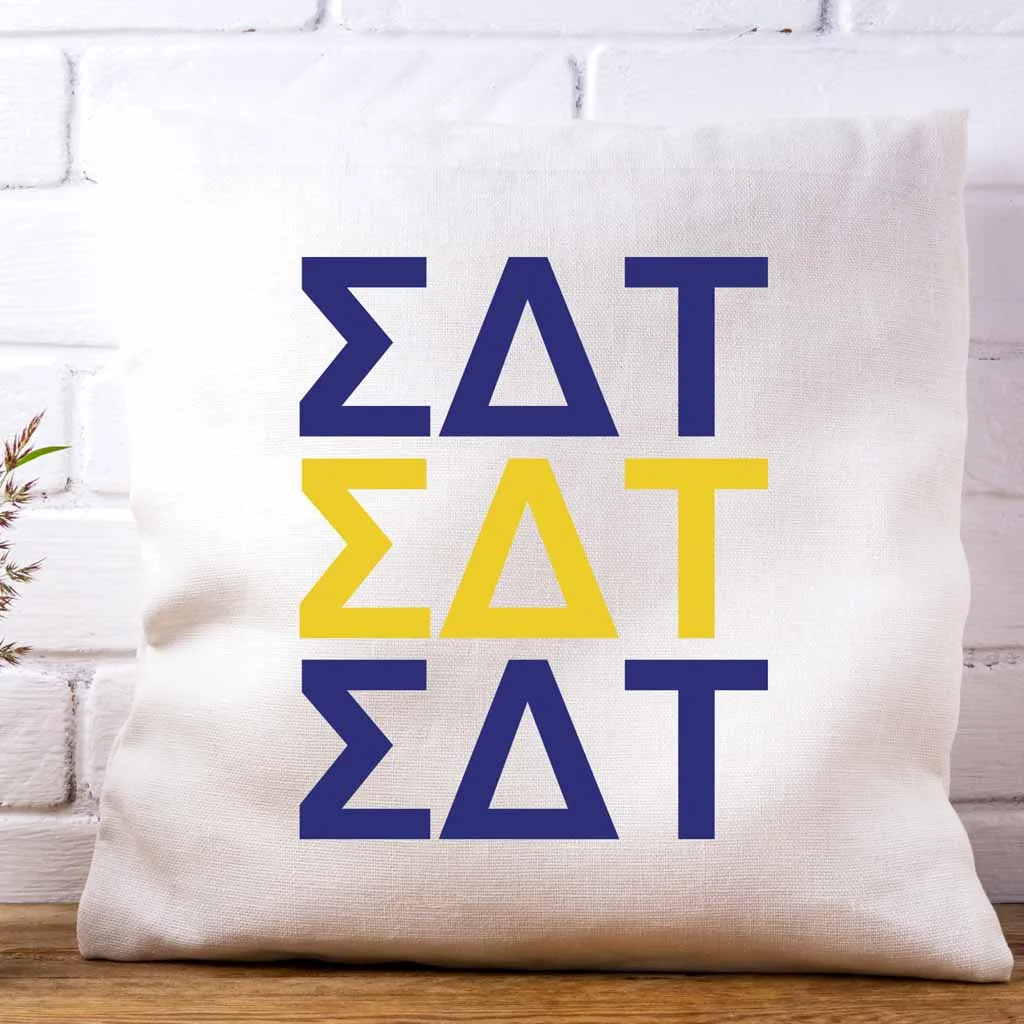 Sigma Delta Tau Throw Pillow Cover with Greek Letters