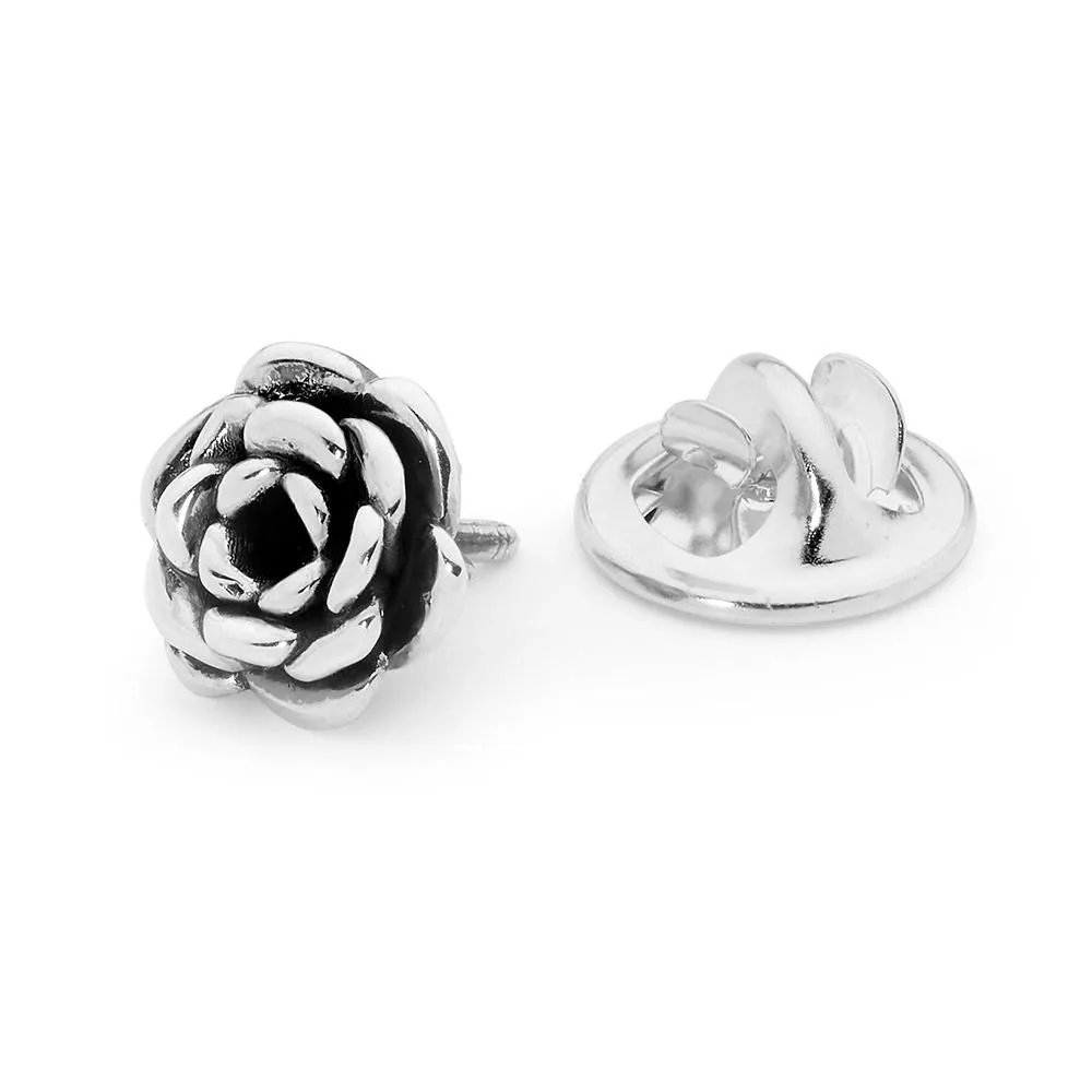 Silver Rose Lapel Pin