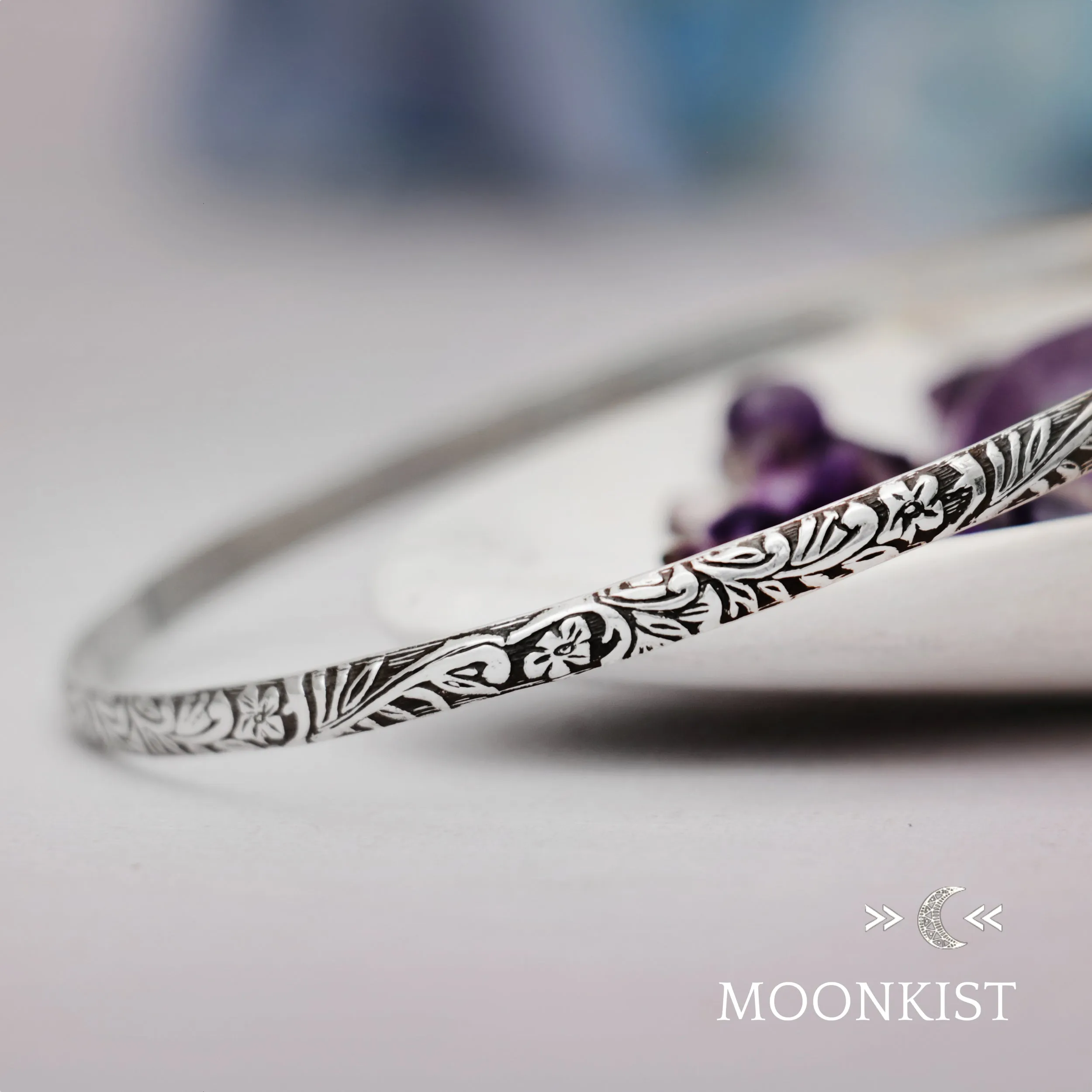 Silver Woodland Stacking Bangle Bracelet | Moonkist Designs