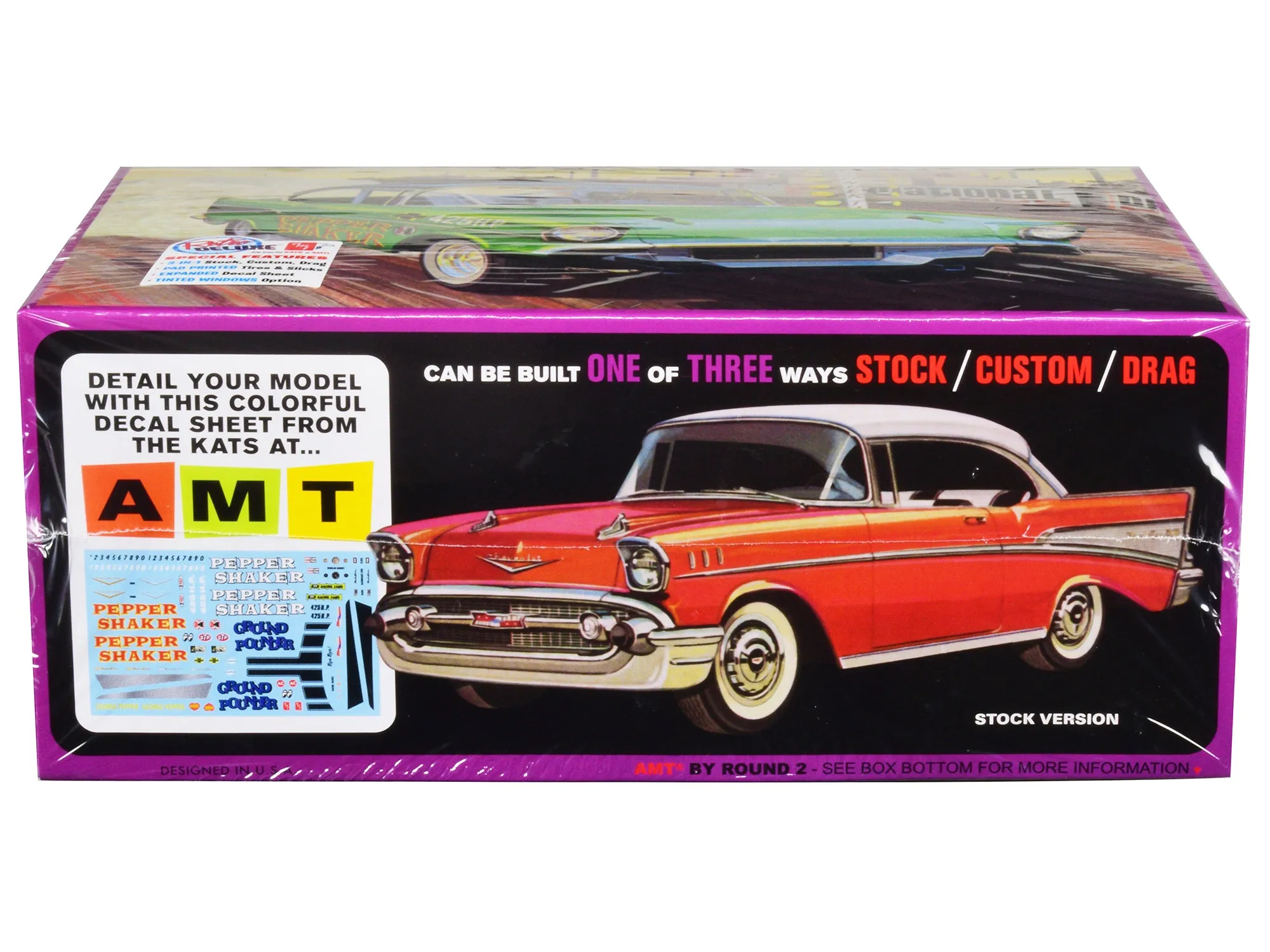 Skill 2 Model Kit 1957 Chevrolet Bel Air Pepper Shaker 3 in 1 Kit 1/25 Scale Model by AMT