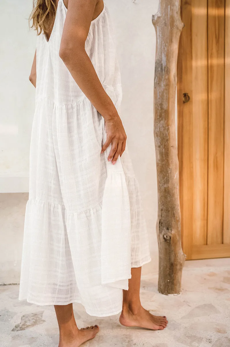 SOLANA Midi Dress - white cotton