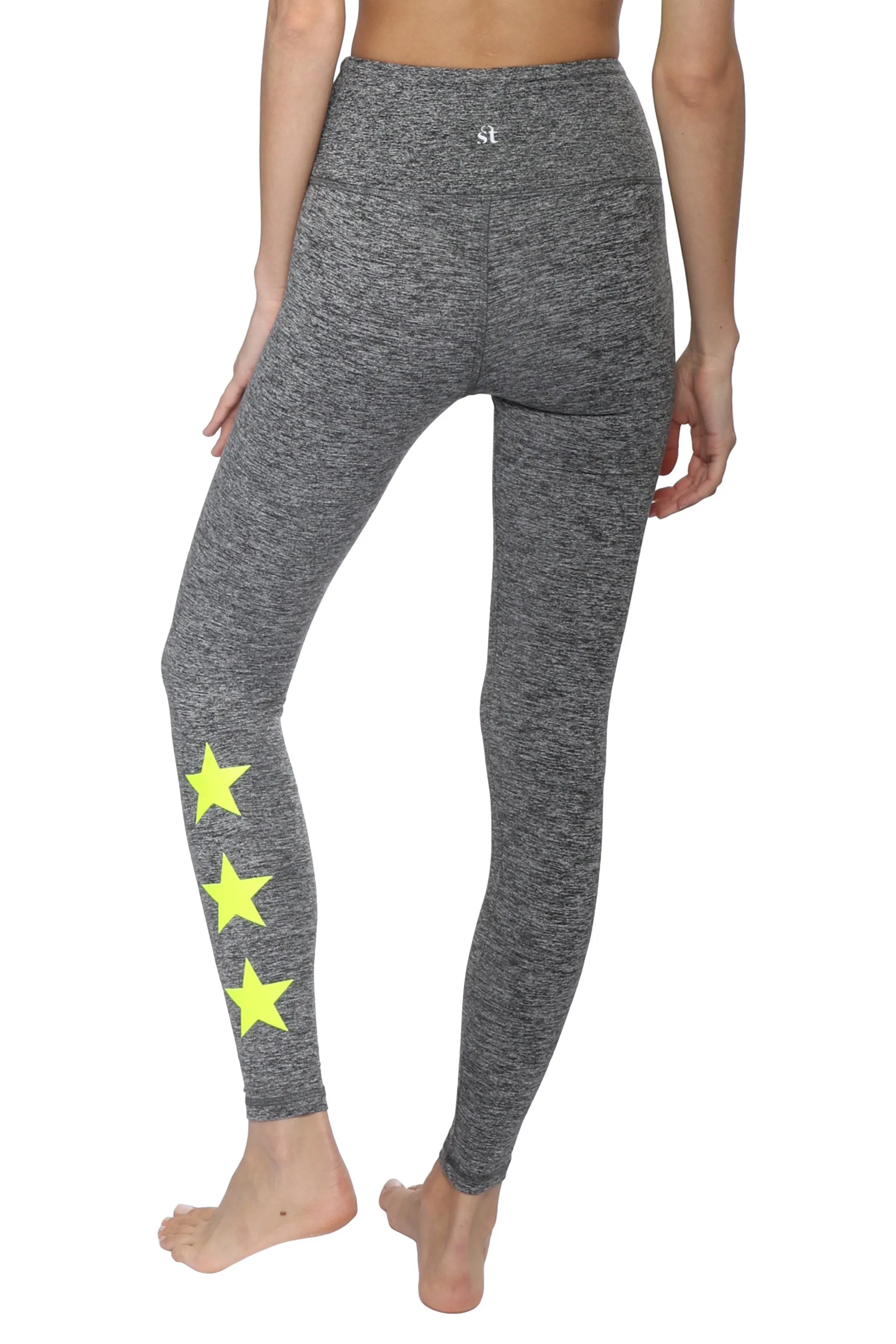 Strut This Star Ankle Leggings Moss/Neon Yellow