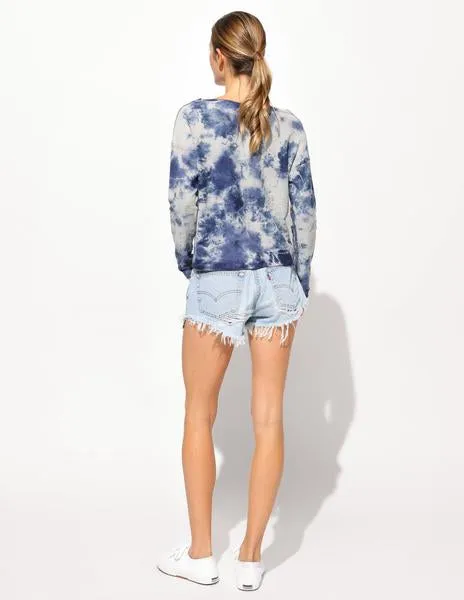 Sundry Tie Dye Raw Edge Pullover Sweater