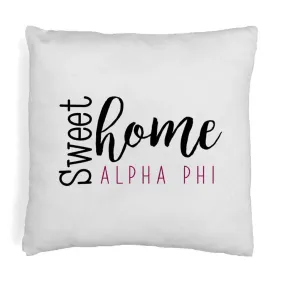 Sweet Home Alpha Phi Throw Pillow Cover for Sorority Room Decor