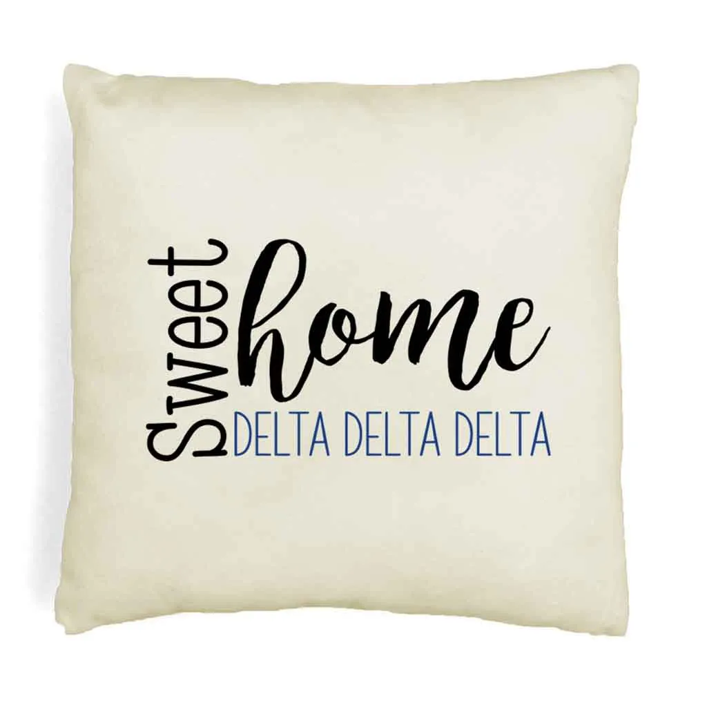 Sweet Home Delta Delta Delta Throw Pillow Cover for Sorority Room Decor