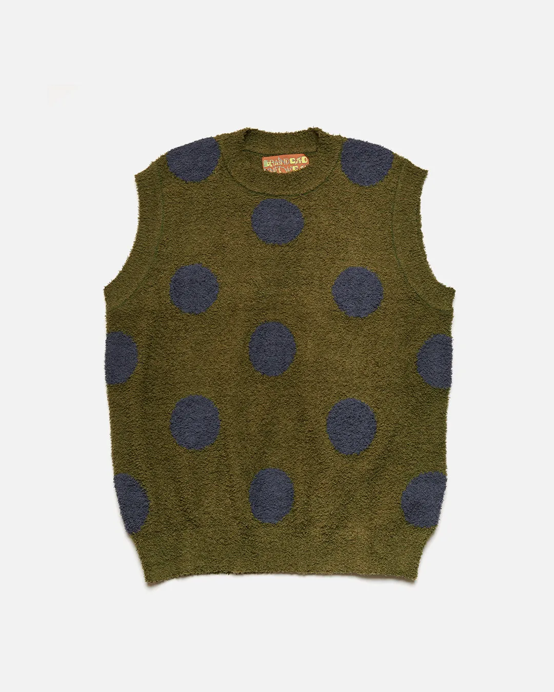 Teddy Fur Dot Sweater Vest - Olive