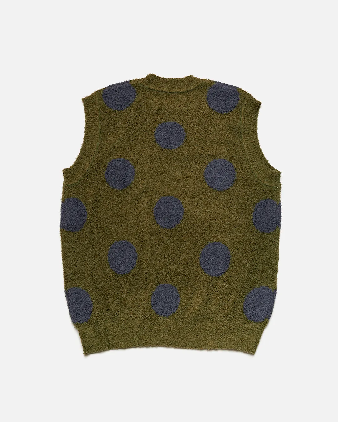 Teddy Fur Dot Sweater Vest - Olive