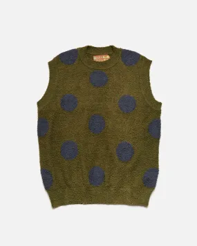 Teddy Fur Dot Sweater Vest - Olive