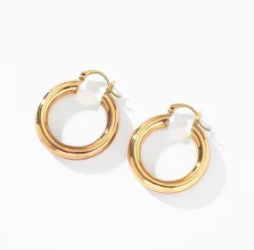 Thick Gold Plated Chunky Hoop Earrings