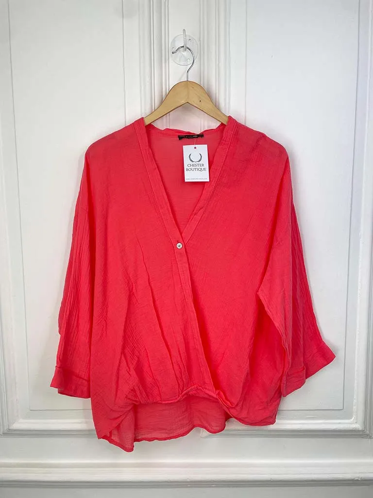 Twist Cotton Top - Coral