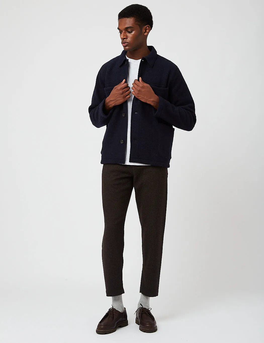 Universal Works Lumber Jacket (Wool Fleece) - Navy Blue