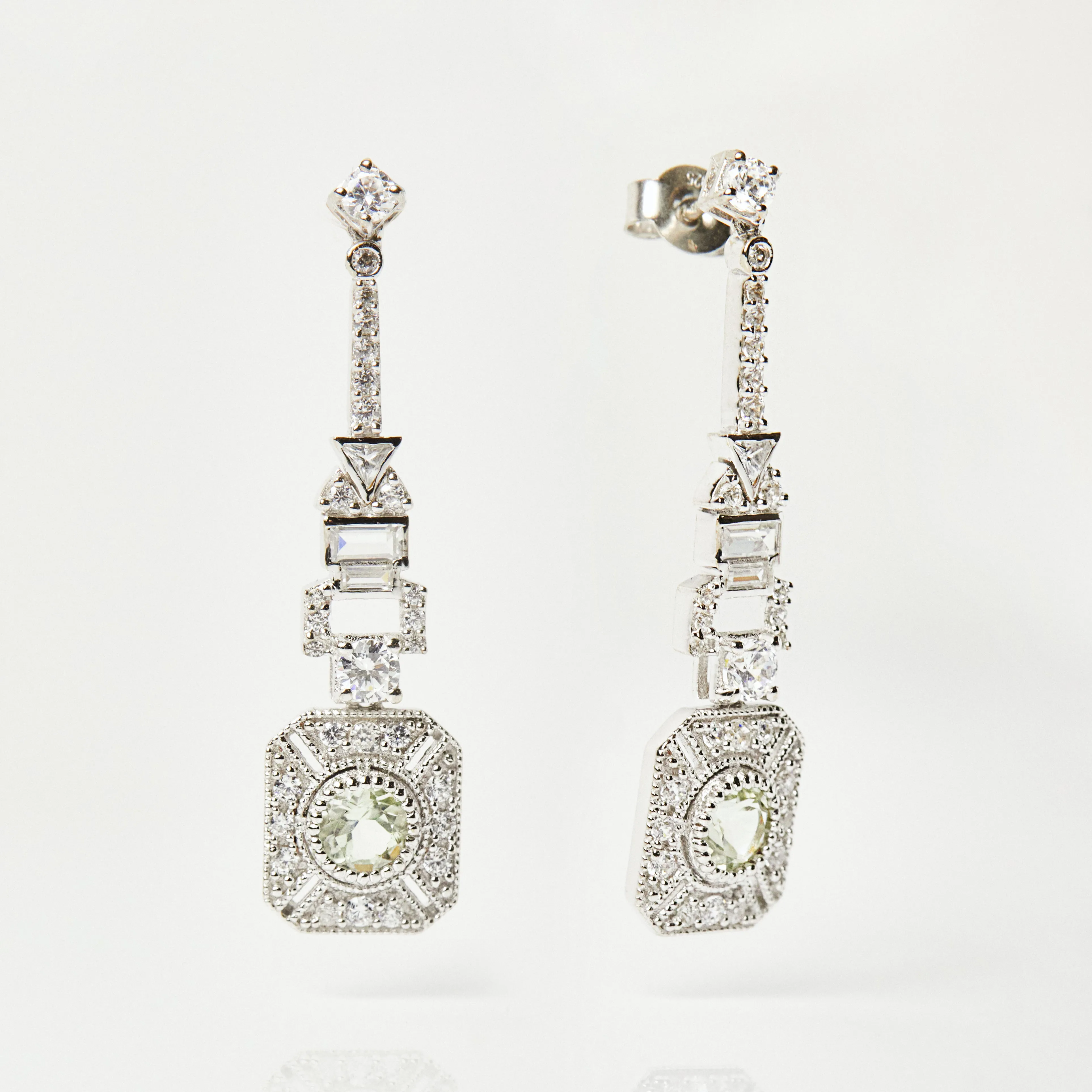 Venus Green Amethyst Statement Earrings