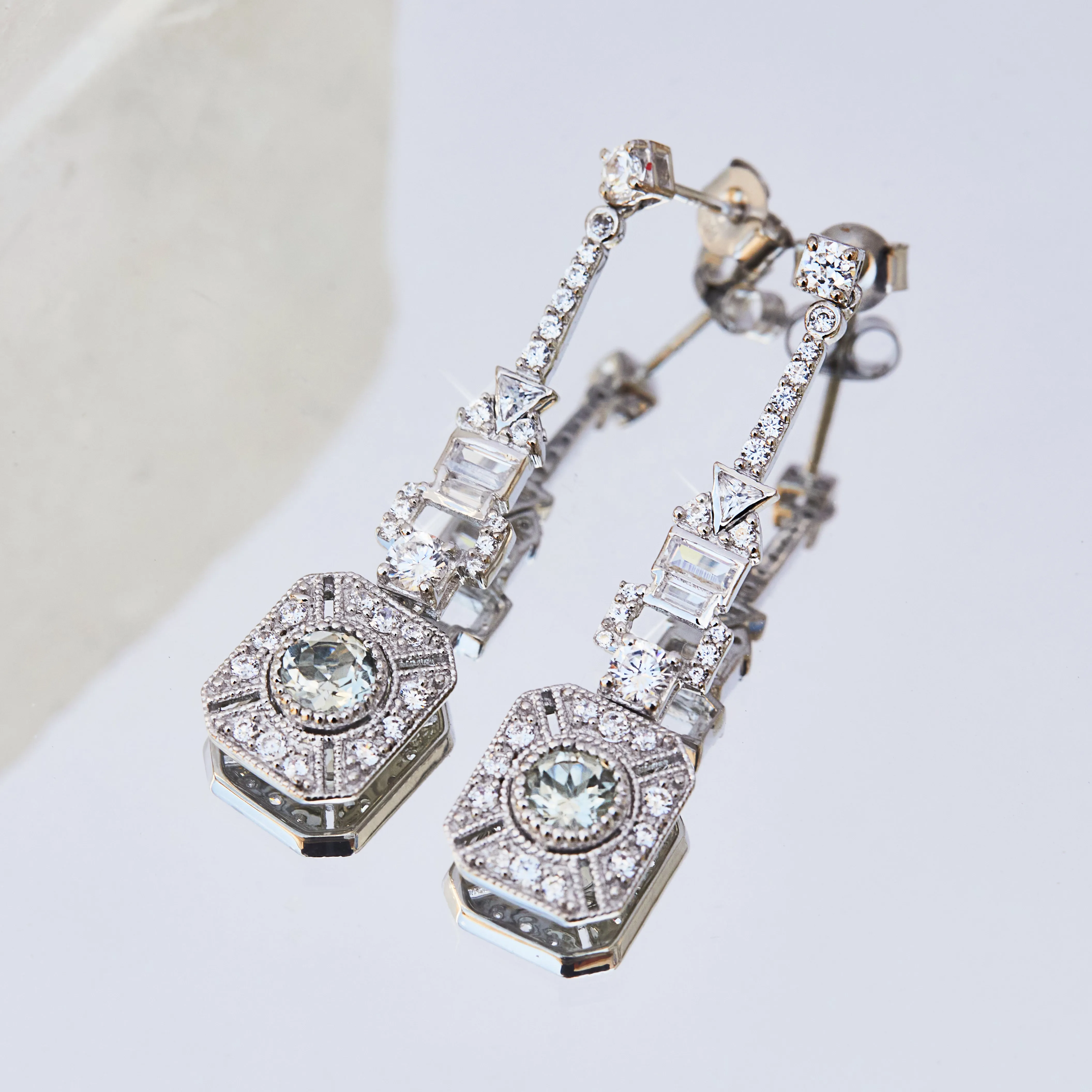 Venus Green Amethyst Statement Earrings