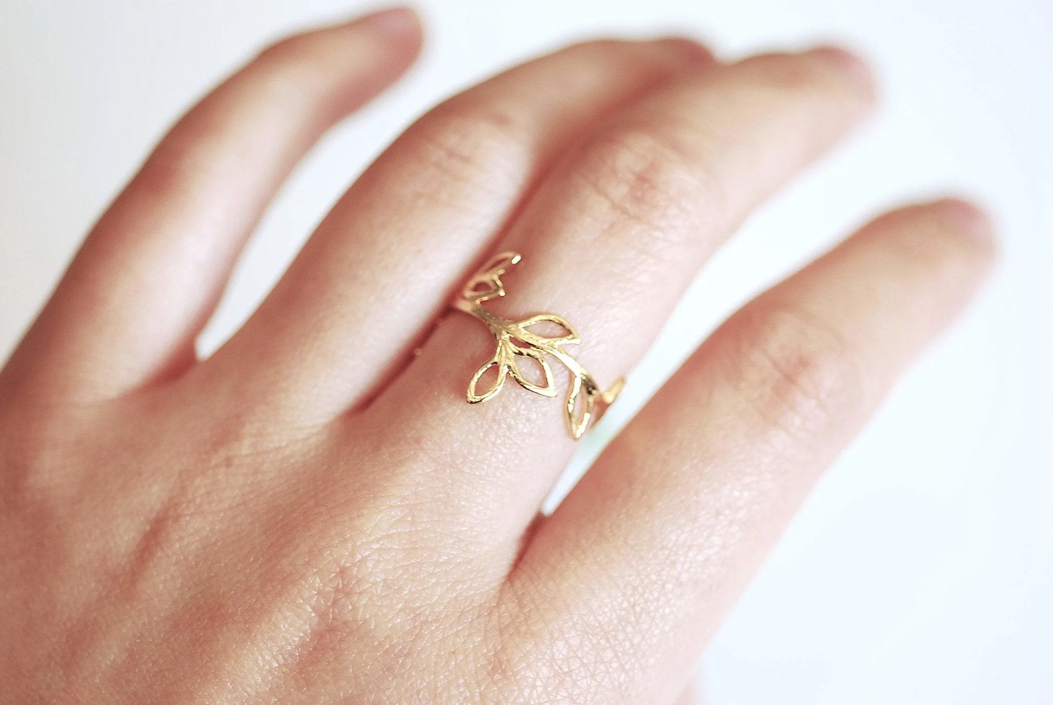 Wholesale Laurel Leaf Ring- Adjustable Ring, Nature Ring, Delicate Ring, Floral Ring, Olive Branch Ring, Dainty Ring, Minimalist Ring, Vine Ring