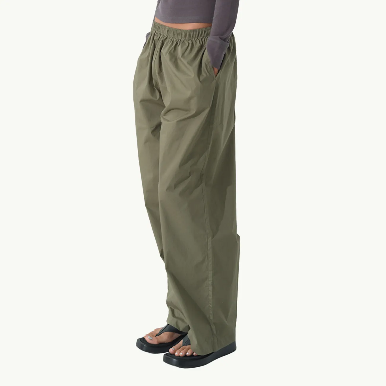 Women's Poplin Pull On Pant - Olive