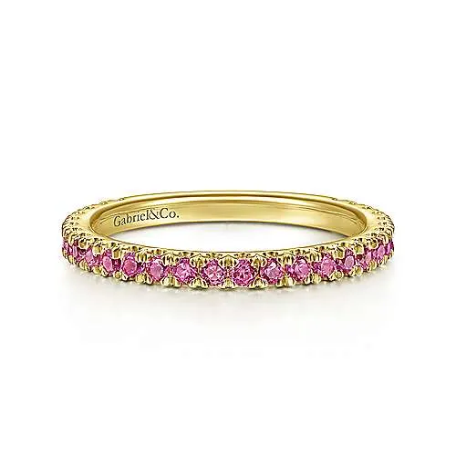 Yellow Gold Ruby Stackable Ring, July Birthstone